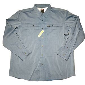 NWT Wrangler Men’s Performance Long Sleeve Button Up Shirt Size 2XL Blue UPF 30